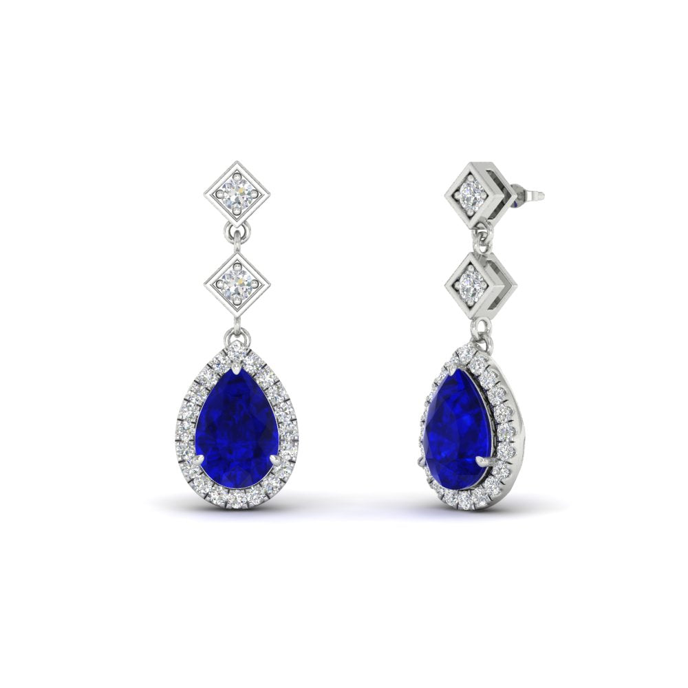 Double Drop Pear Halo Earring Fascinating Diamonds
