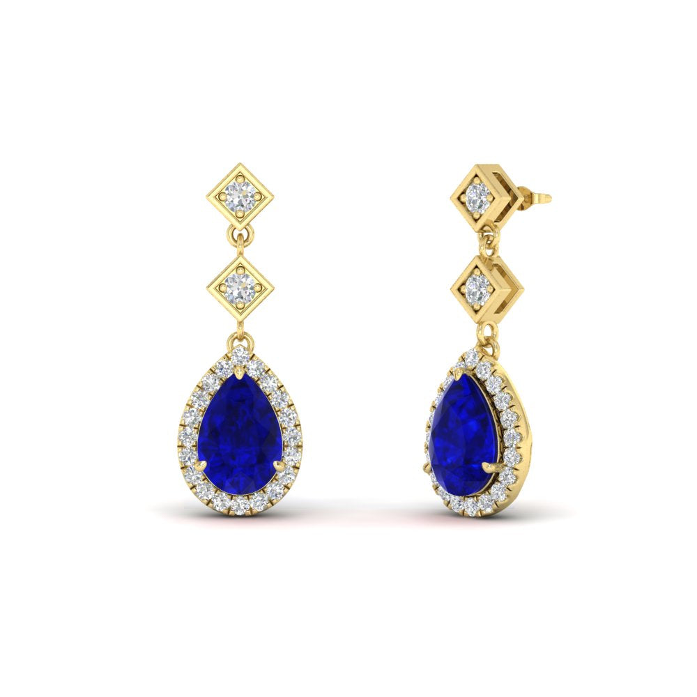 Double Drop Pear Halo Earring Fascinating Diamonds