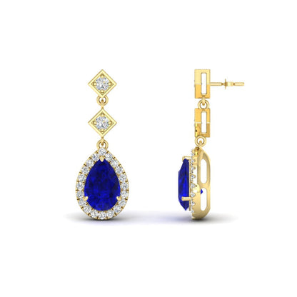Double Drop Pear Halo Earring Fascinating Diamonds