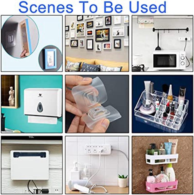 Double-Sided Adhesive Wall Hooks Hanger Strong Transparent Hooks Suction Cup Sucker Wall Storage Holder For Kitchen Bath Bathroom Kitchen Heavy Duty Self Adhesive Hooks Stevvex