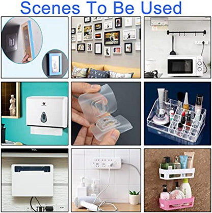 Double-Sided Adhesive Wall Hooks Hanger Strong Transparent Hooks Suction Cup Sucker Wall Storage Holder For Kitchen Bath Bathroom Kitchen Heavy Duty Self Adhesive Hooks Stevvex