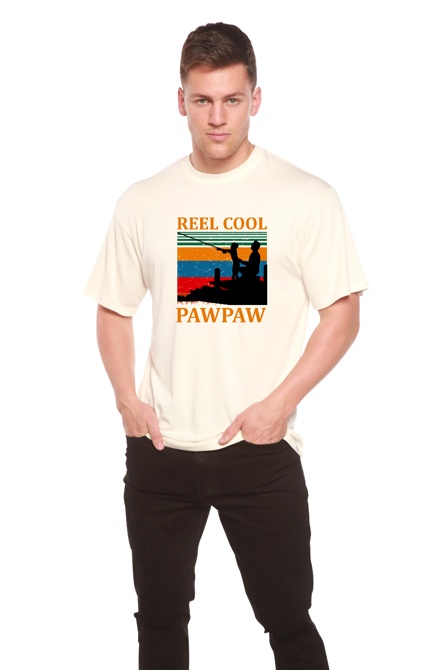 Real Cool Pawpaw Men's Bamboo Viscose/Organic Cotton Short Sleeve Printed T-Shirt Spun Bamboo