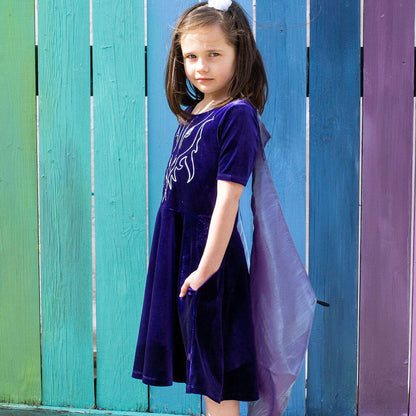Dragon Ballerina Style Short Sleeve Dress with Pockets and Detachable Wings Princess Awesome & Boy Wonder