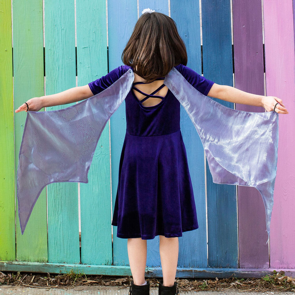 Dragon Ballerina Style Short Sleeve Dress with Pockets and Detachable Wings Princess Awesome & Boy Wonder