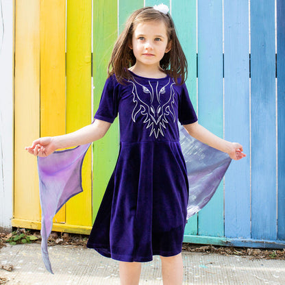 Dragon Ballerina Style Short Sleeve Dress with Pockets and Detachable Wings Princess Awesome & Boy Wonder