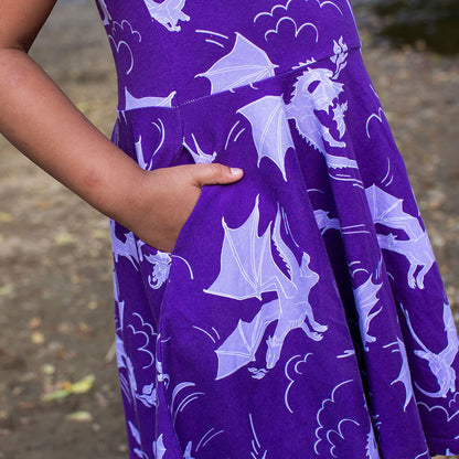 "Purple Reign" Dragons Short Sleeve Super Twirler Play Dress with Pockets Princess Awesome & Boy Wonder