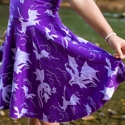 "Purple Reign" Dragons Short Sleeve Super Twirler Play Dress with Pockets Princess Awesome & Boy Wonder