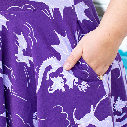 Adult "Purple Reign" Dragons Short Sleeve Super Twirler Dress with Pockets Princess Awesome & Boy Wonder