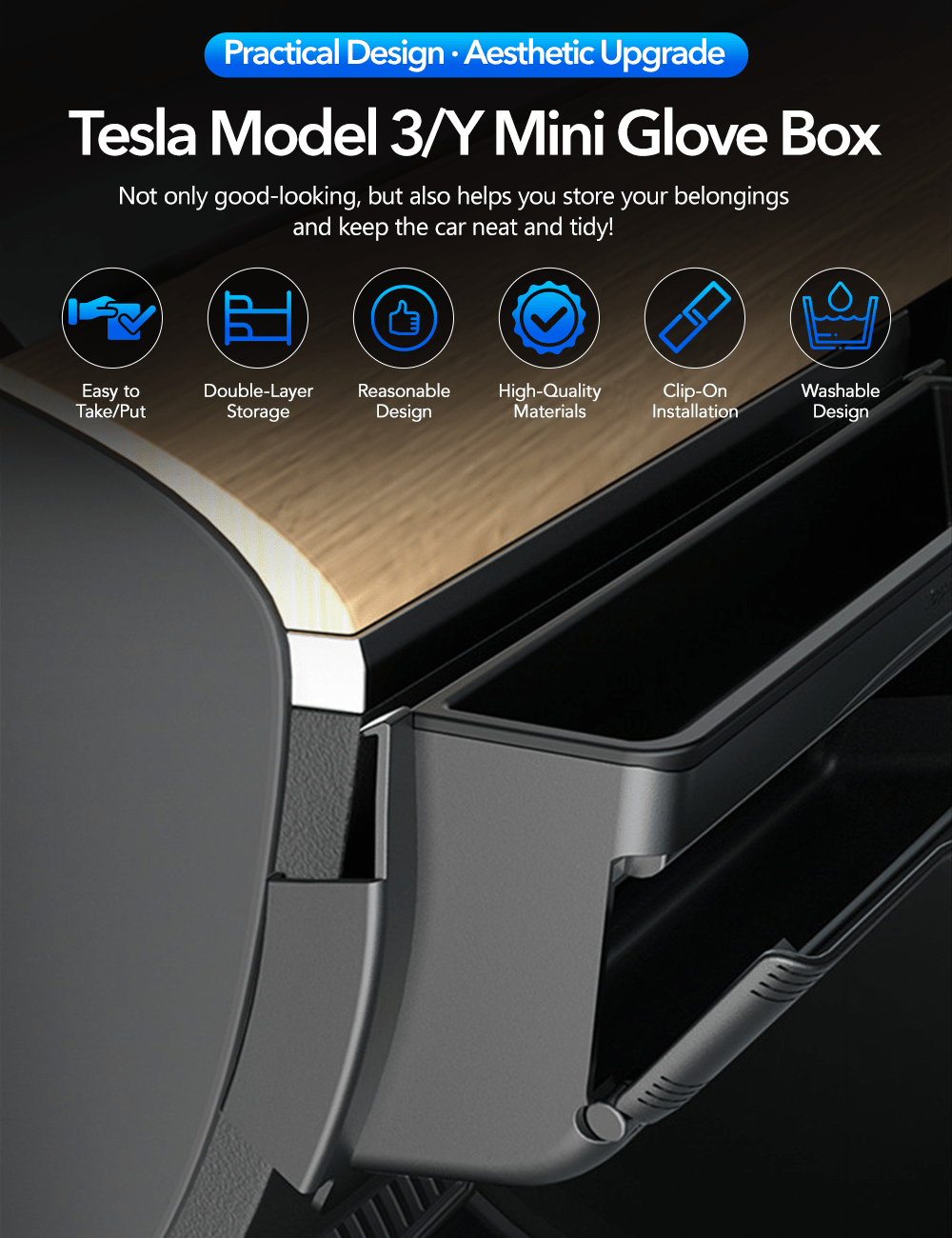 Driver Mini Glove Box for Tesla Model Y Tesery Official Store