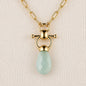 Droplette - Aqua Chalcedony Equestrian Horse Bit Necklace in Gold Urban-Equestrian
