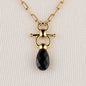 Droplette - Black Onyx Equestrian Horse Bit Necklace in Gold Urban-Equestrian