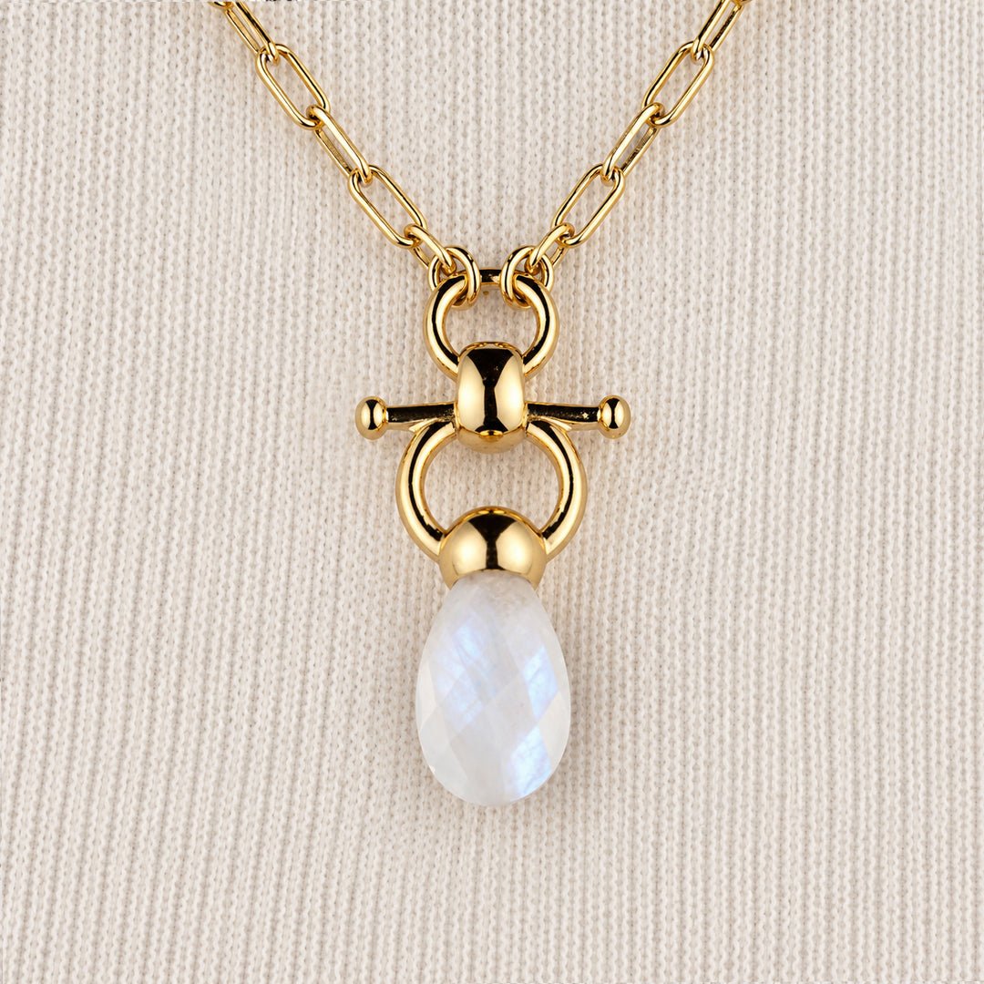 Droplette - Moonstone Equestrian Horse Bit Necklace in Gold Urban-Equestrian