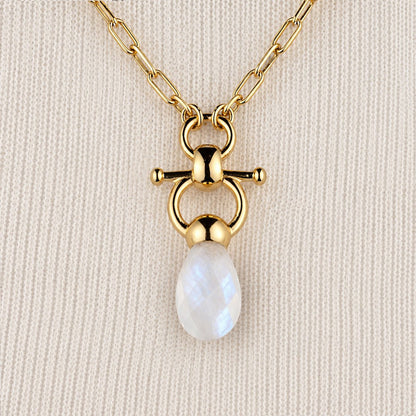 Droplette - Moonstone Equestrian Horse Bit Necklace in Gold Urban-Equestrian
