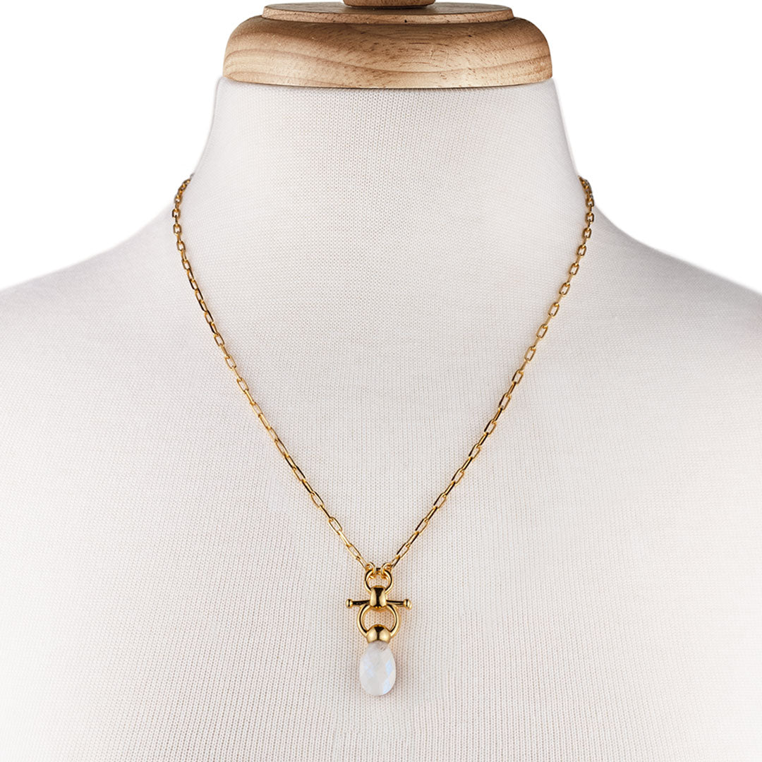 Droplette - Moonstone Equestrian Horse Bit Necklace in Gold Urban-Equestrian