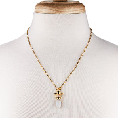 Droplette - Moonstone Equestrian Horse Bit Necklace in Gold Urban-Equestrian
