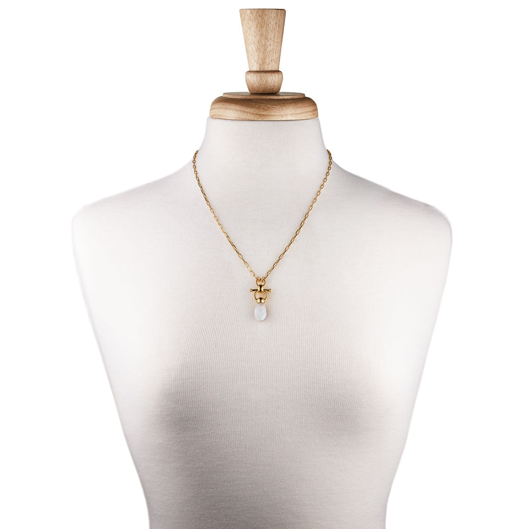 Droplette - Moonstone Equestrian Horse Bit Necklace in Gold Urban-Equestrian