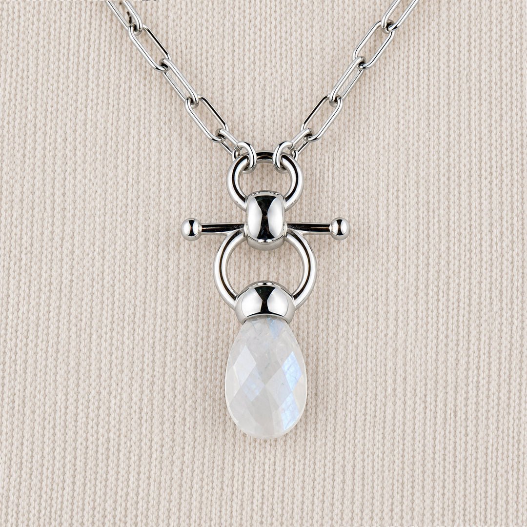Droplette - Moonstone Equestrian Horse Bit Necklace in Silver Urban-Equestrian