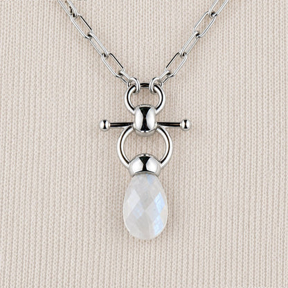 Droplette - Moonstone Equestrian Horse Bit Necklace in Silver Urban-Equestrian