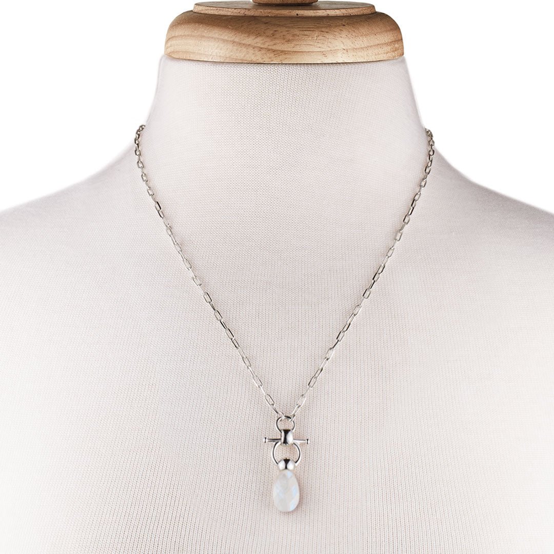 Droplette - Moonstone Equestrian Horse Bit Necklace in Silver Urban-Equestrian