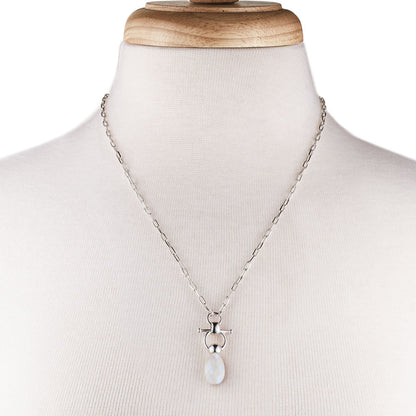 Droplette - Moonstone Equestrian Horse Bit Necklace in Silver Urban-Equestrian