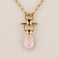 Droplette - Rose Quartz Equestrian Horse Bit Necklace in Gold Urban-Equestrian