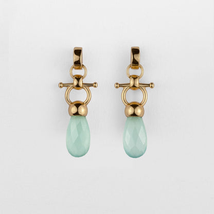 Droplette - Aqua Chalcedony Horse Bit Equestrian Earring in Gold Urban-Equestrian