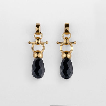 Droplette - Black Onyx Horse Bit Earring Equestrian in Gold Urban-Equestrian