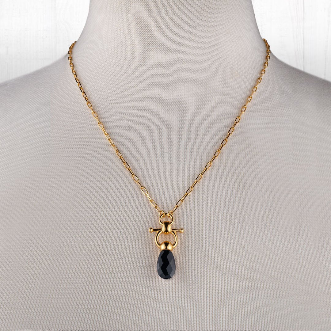 Droplette - Black Onyx Horse Bit Earring Equestrian in Gold Urban-Equestrian