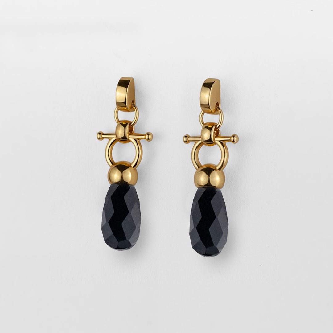 Droplette - Black Onyx Horse Bit Earring Equestrian in Gold Urban-Equestrian