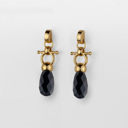 Droplette - Black Onyx Horse Bit Earring Equestrian in Gold Urban-Equestrian