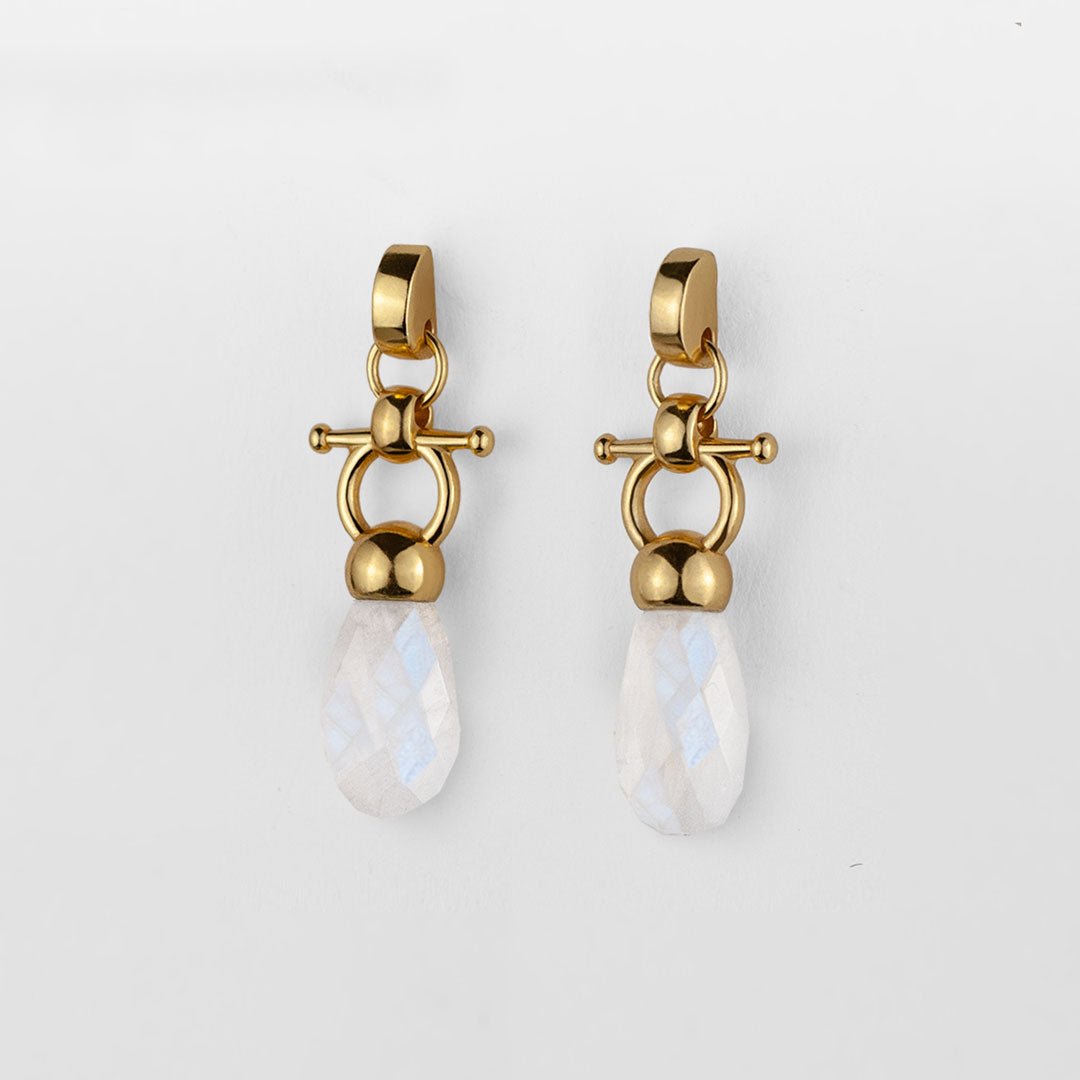 Droplette - Moonstone Horse Bit Equestrian Earring in Gold Urban-Equestrian