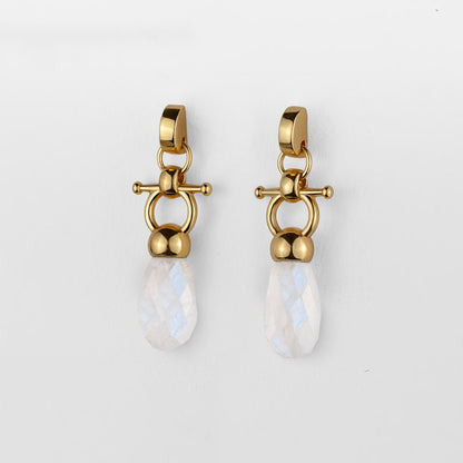 Droplette - Moonstone Horse Bit Equestrian Earring in Gold Urban-Equestrian