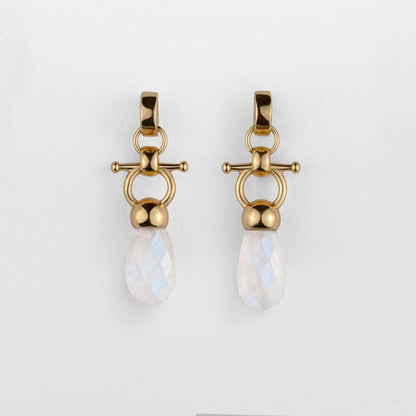 Droplette - Moonstone Horse Bit Equestrian Earring in Gold Urban-Equestrian