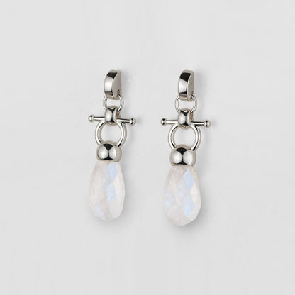 Droplette - Moonstone Horse Bit Equestrian Earring in Silver Urban-Equestrian
