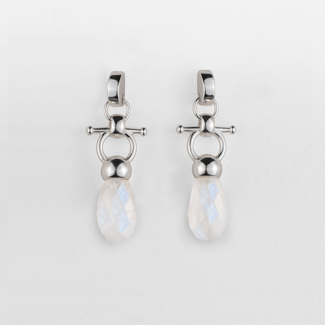 Droplette - Moonstone Horse Bit Equestrian Earring in Silver Urban-Equestrian