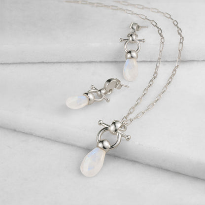 Droplette - Moonstone Horse Bit Equestrian Earring in Silver Urban-Equestrian