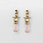 Droplette - Rose Quartz Horse Bit Equestrian Earring in Gold Urban-Equestrian
