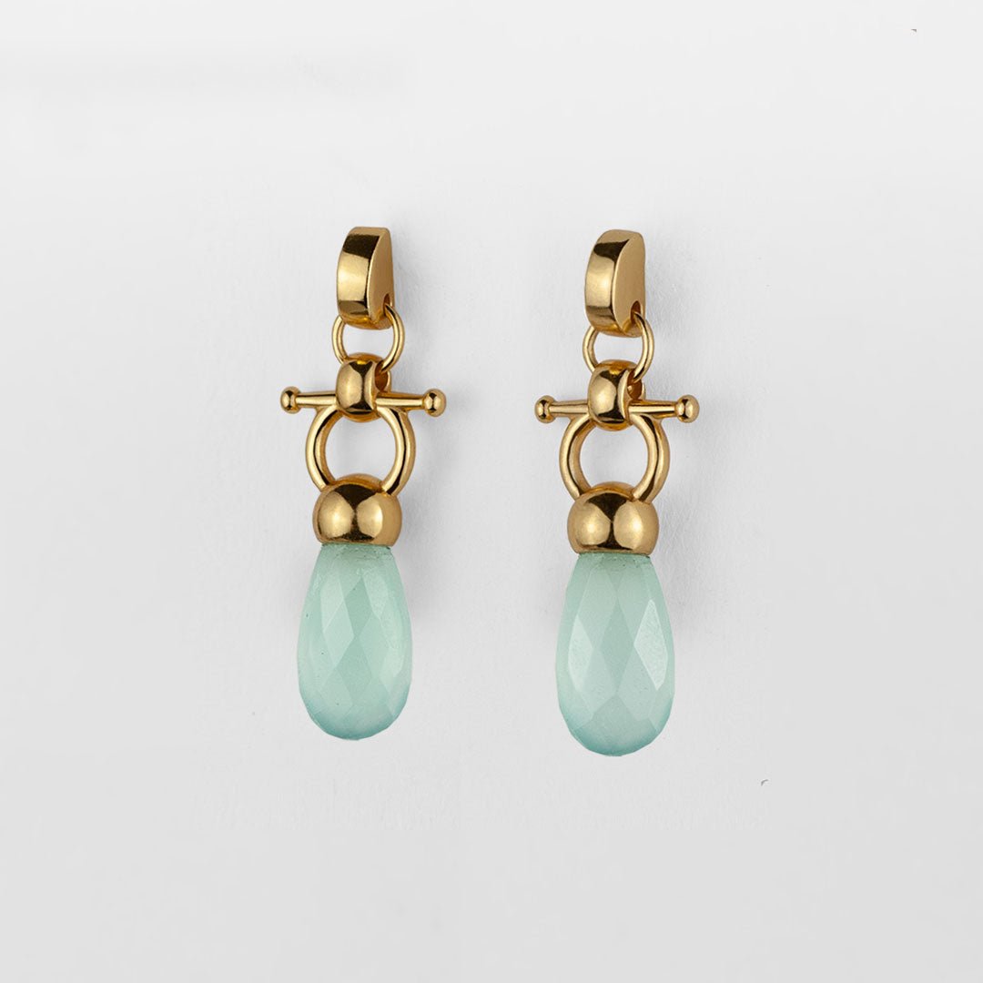 Droplette - Aqua Chalcedony Equestrian Horse Bit Necklace in Gold Urban-Equestrian