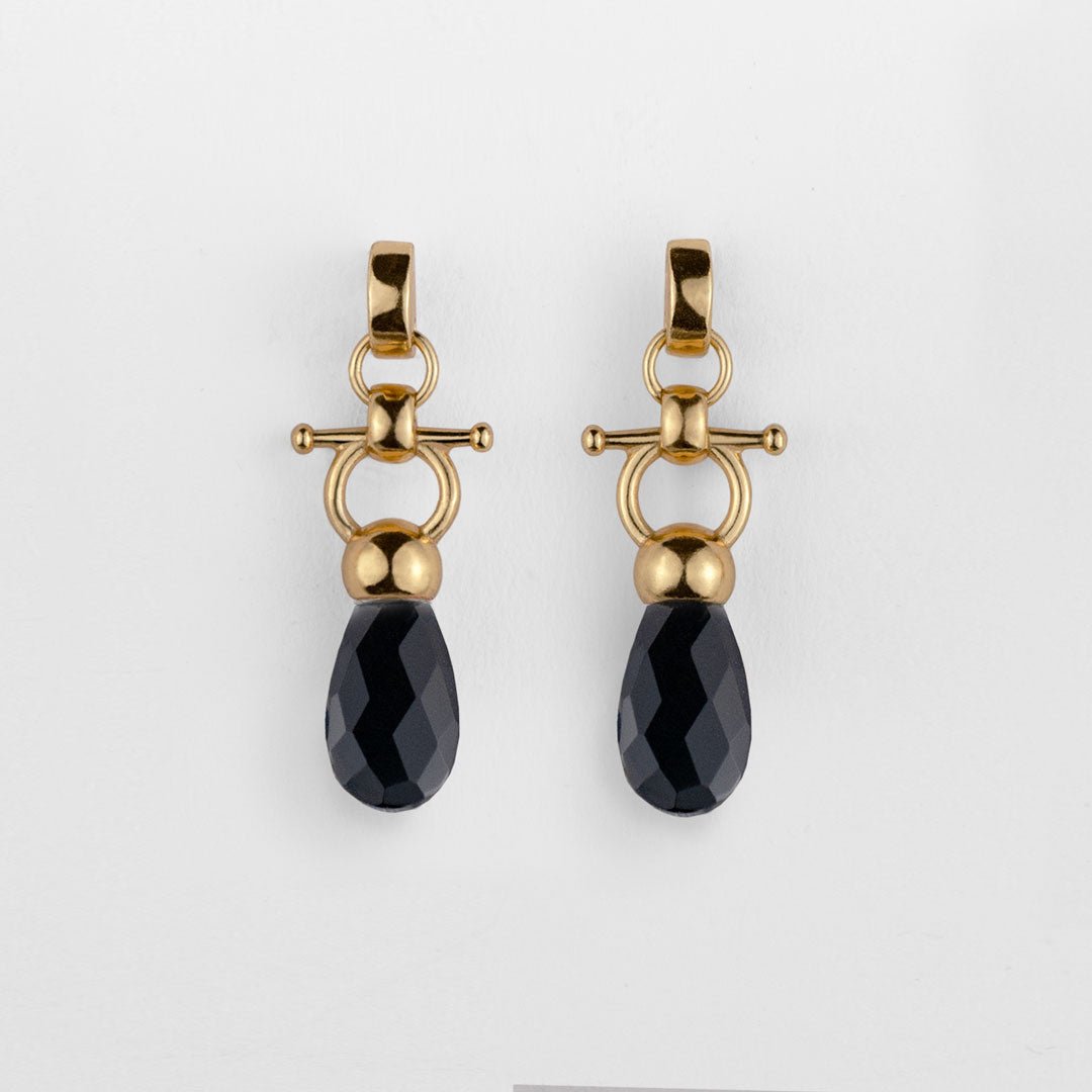 Droplette - Black Onyx Equestrian Horse Bit Necklace in Gold Urban-Equestrian
