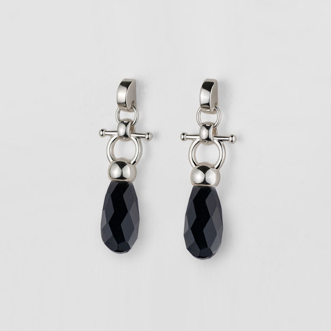 Droplette - Black Onyx Equestrian Horse Bit Necklace in Silver Urban-Equestrian