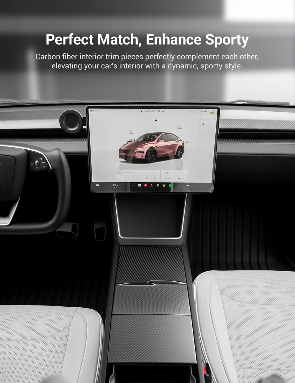 Dry Carbon Fiber Center Console Cover For Model Y Juniper / Model 3 Highland / Model YL Tesery Official Store