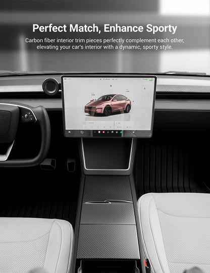 Dry Carbon Fiber Center Console Cover For Model Y Juniper / Model 3 Highland / Model YL Tesery Official Store
