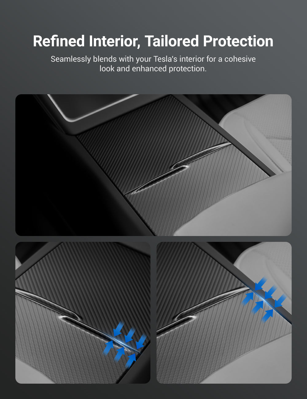 Dry Carbon Fiber Center Console Cover For Model Y Juniper / Model 3 Highland / Model YL Tesery Official Store