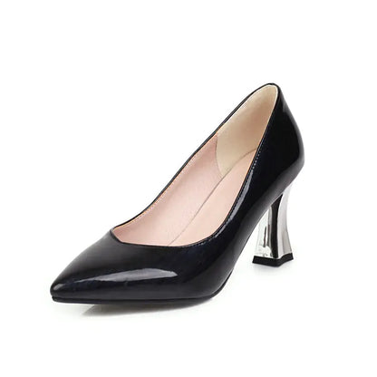 Pointed Toe Chunky Heel Shoes for Women