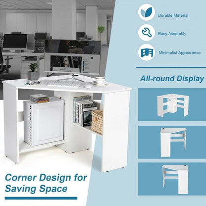 Corner Computer Desk Triangle Writing Workstation with Storage Shelf New Era Fashion LLc