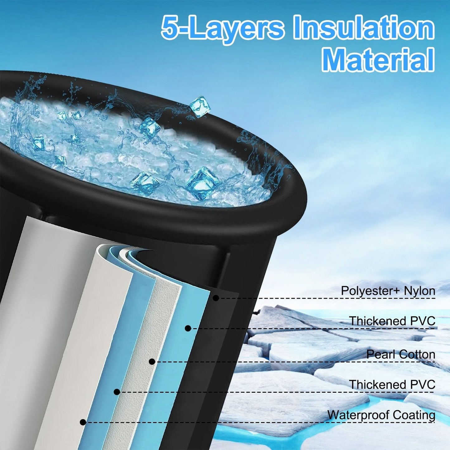 Portable Ice Bath Tub 97Gallon (370L), Portable Insulated Ice Bath Tub for Athletes Recovery, Easy Setup Ice Bathtub for Home Gym CampingCold Plunge Therapy Tub with 5-Layers Insulation, Large Ice Bat New Era Fashion LLc