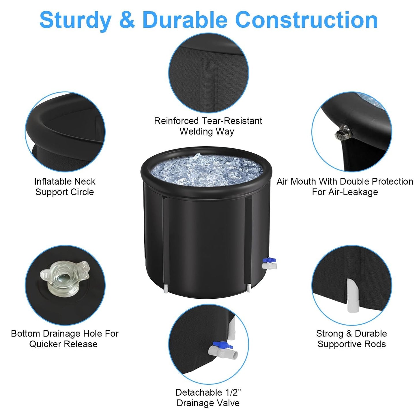 Portable Ice Bath Tub 97Gallon (370L), Portable Insulated Ice Bath Tub for Athletes Recovery, Easy Setup Ice Bathtub for Home Gym CampingCold Plunge Therapy Tub with 5-Layers Insulation, Large Ice Bat New Era Fashion LLc