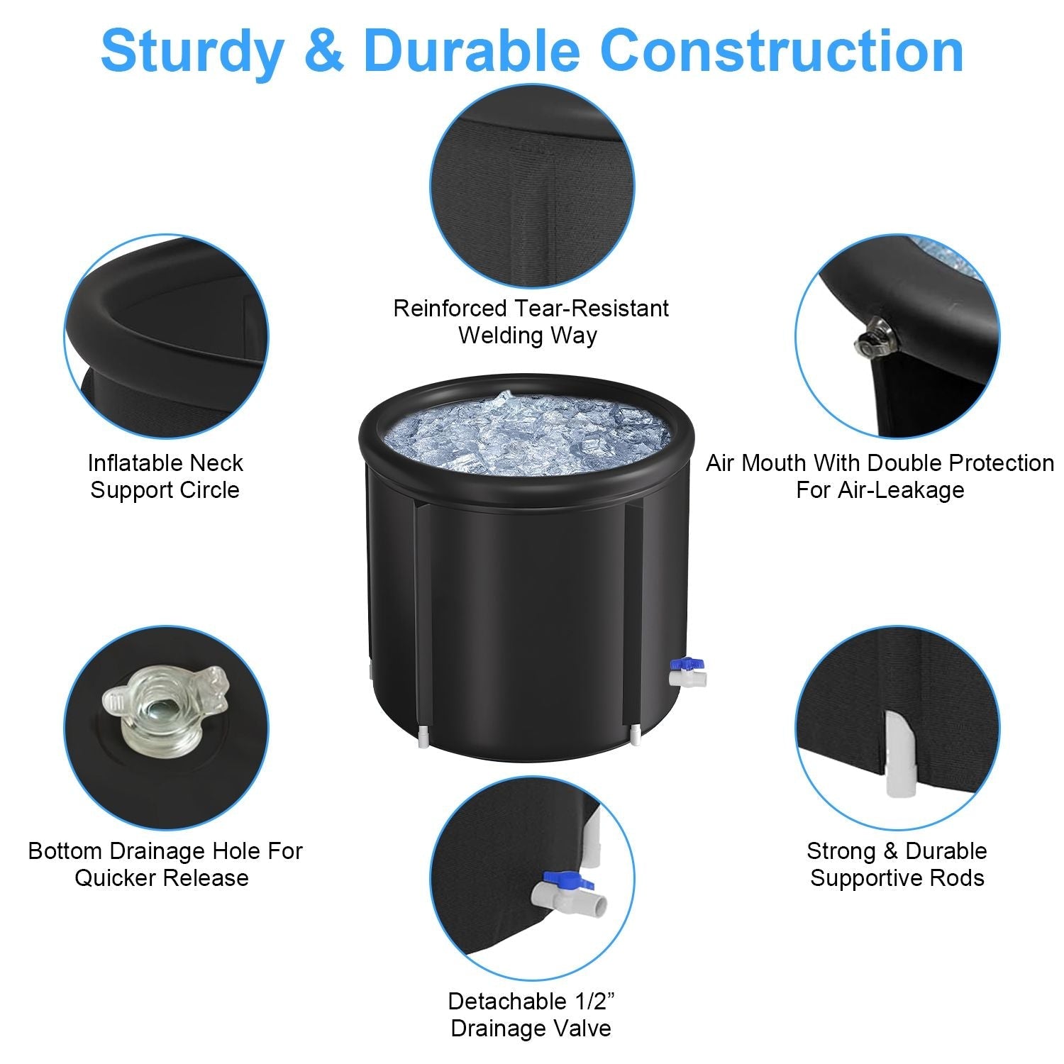 Portable Ice Bath Tub 97Gallon (370L), Portable Insulated Ice Bath Tub for Athletes Recovery, Easy Setup Ice Bathtub for Home Gym CampingCold Plunge Therapy Tub with 5-Layers Insulation, Large Ice Bat New Era Fashion LLc