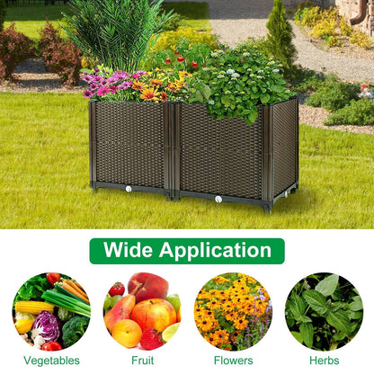 Raised Garden Bed with Self-watering System Rectangle Garden Planter for Garden Patio Balcony Elevated Planter Box for Flowers Vegetables Herbs New Era Fashion LLc