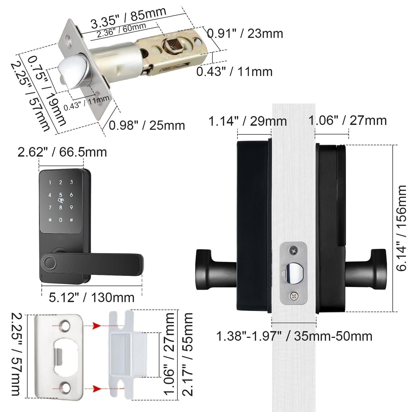 Smart Lock, 5-in-1 Smart Door Knob, Fingerprint Deadbolt with App Control, Bluetooth Smart Lock, Keyless Entry Door Lock with Handle, Biometric Door Lock, Keypad Digital Door Lock for Front Door New Era Fashion LLc